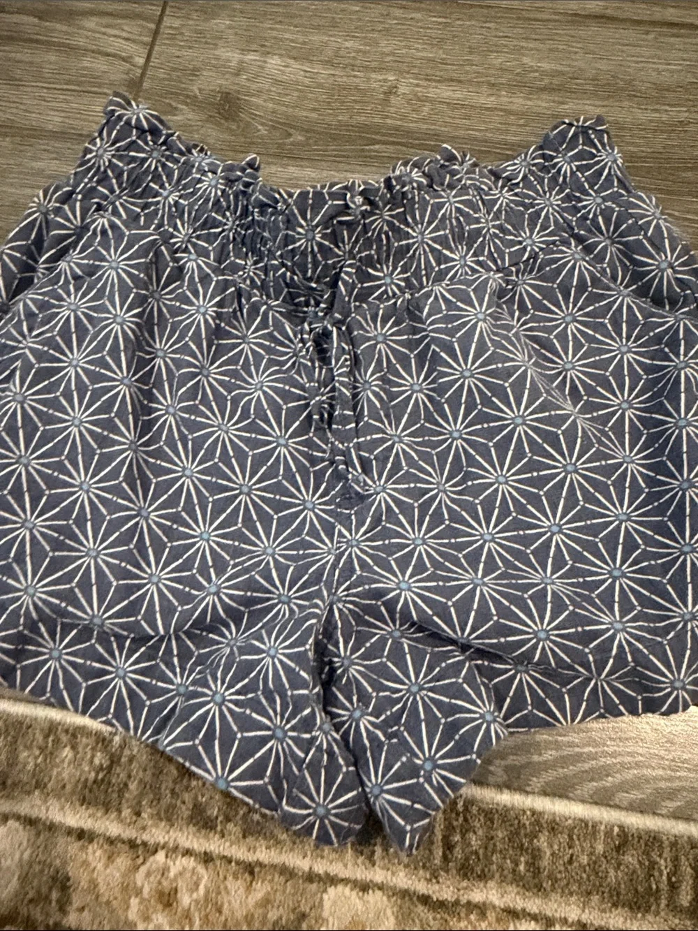 a new day Navy Blue Floral Geometric Drawstring Shorts